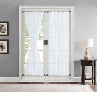 Sheer Voile French Door Patio Sidelight Window Treatment Curtain Panels With Tieback For Kitchen 2 Panels