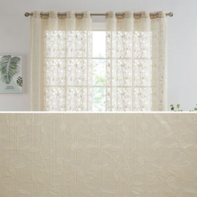 HLC.me Joyce Floral Decorative Semi Sheer Light Filtering Grommet ...