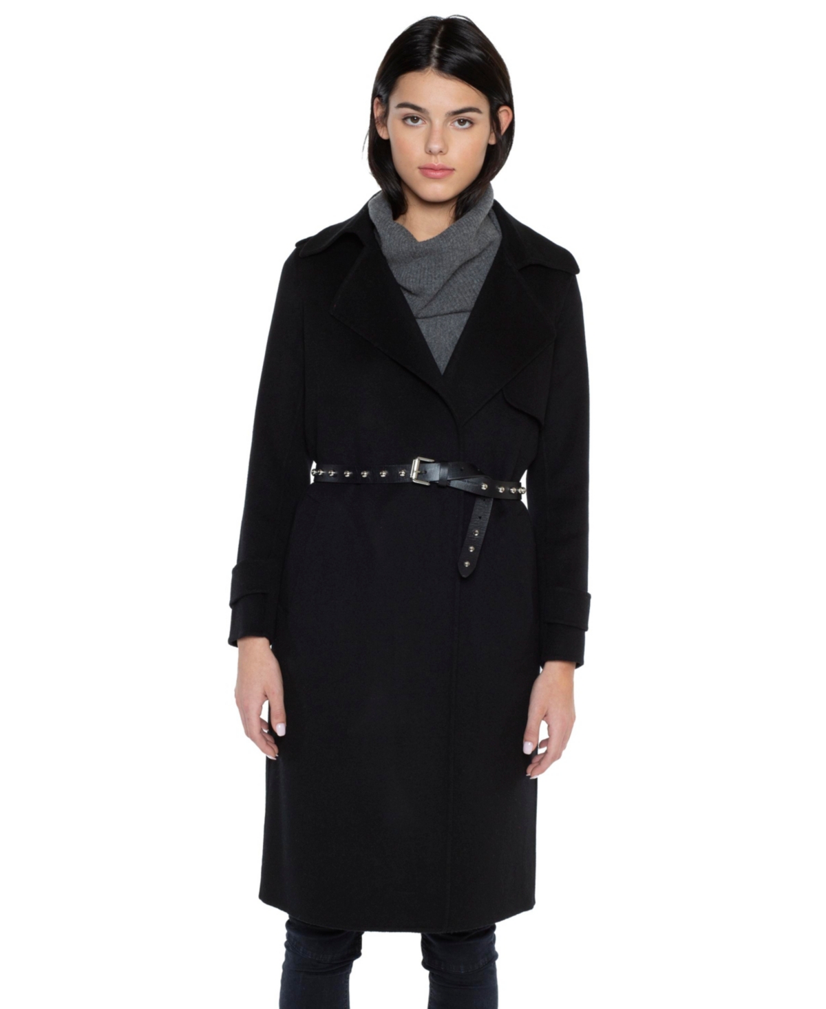 Women's Cashmere Wool Double-faced Overcoat - Charcoal