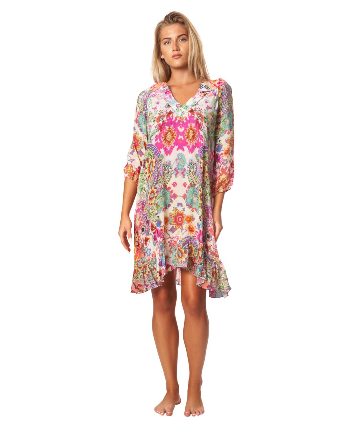 La Moda Clothing Women's V-neck Dress