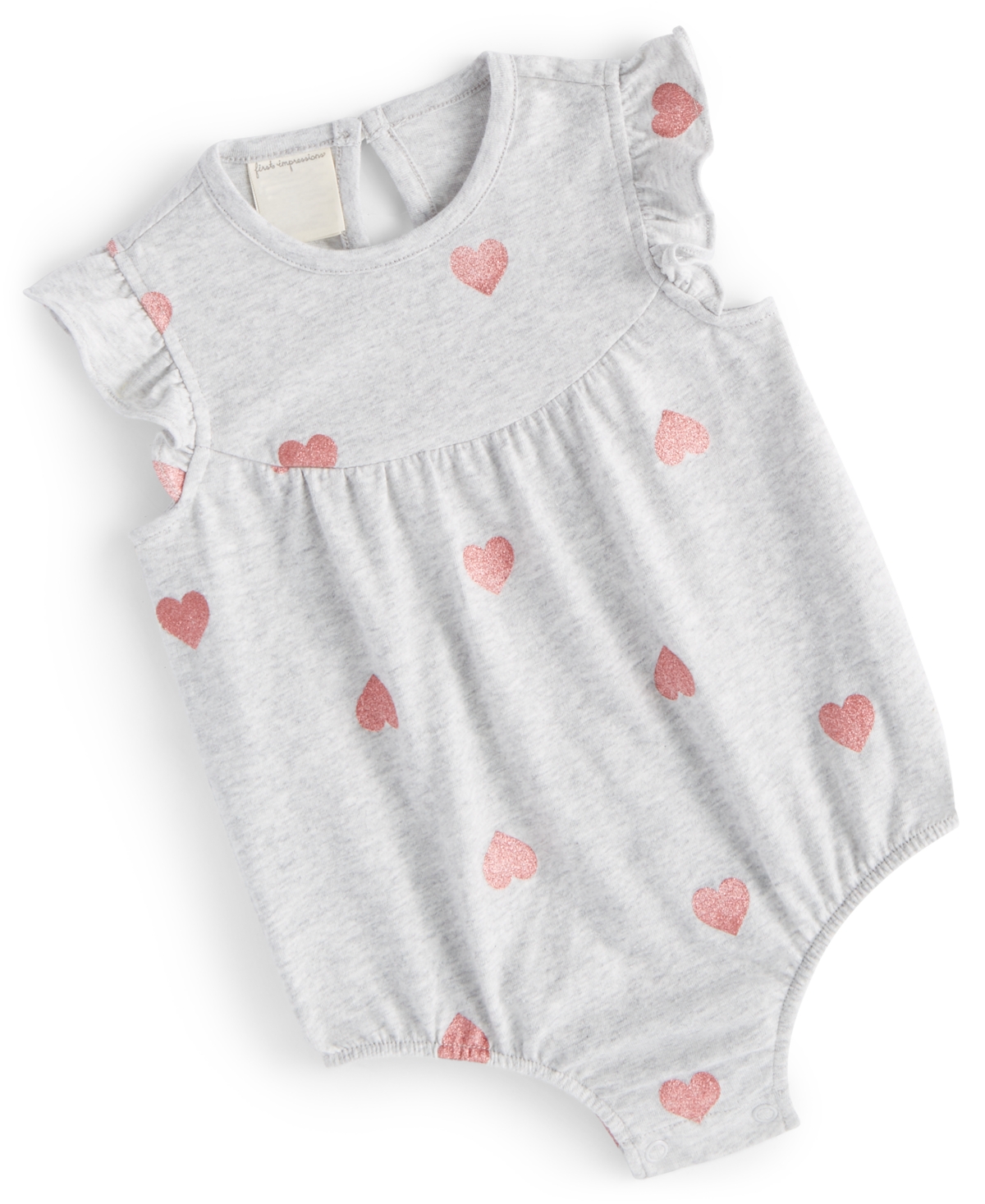 First Impressions Baby Girls Heart Sunsuit, Created For Macy's In Slate Heather