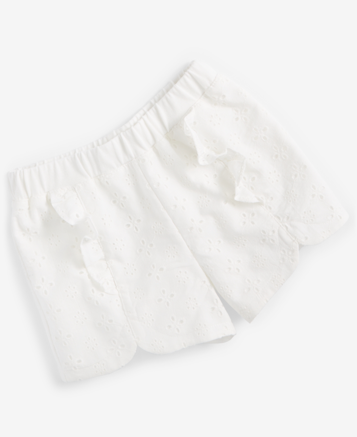 First Impressions Baby Girls Eyelet Ruffle Cotton Shorts, Created For Macy's In Angel White