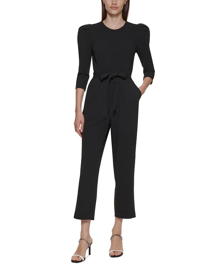 Calvin Klein Women's Puffed-Shoulder 3/4-Sleeve Jumpsuit - Macy's