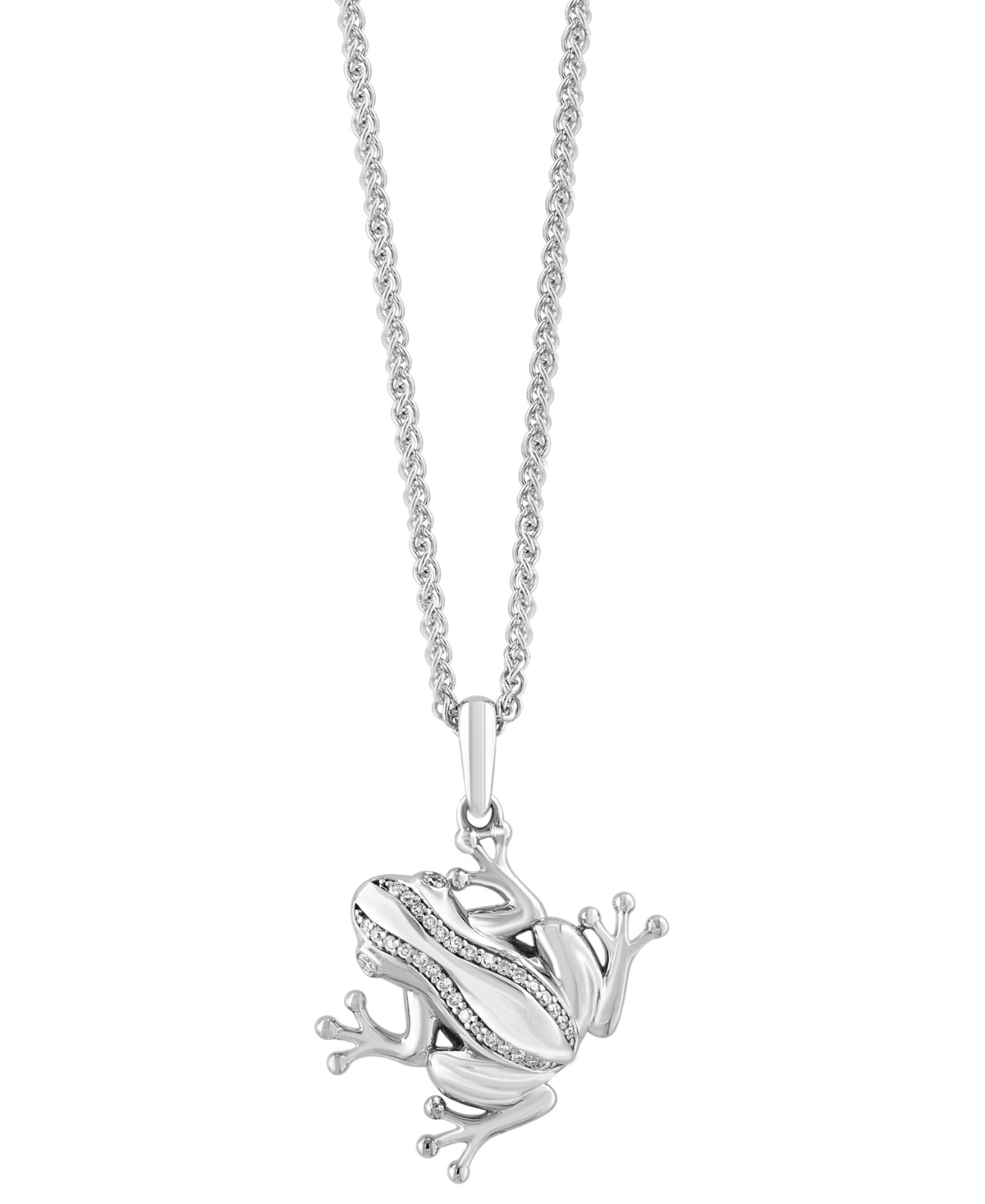 Effy Collection Effy Diamond Frog 18" Pendant Necklace (1/8 Ct. T.w.) In Sterling Silver