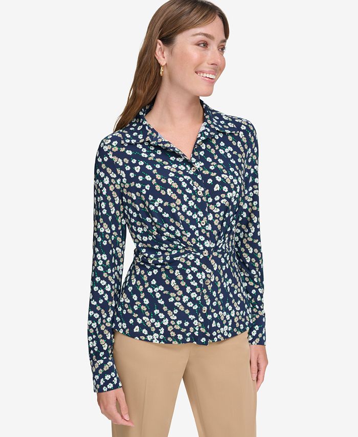 Tommy Hilfiger Women's Printed Button-Front Blouse - Macy's