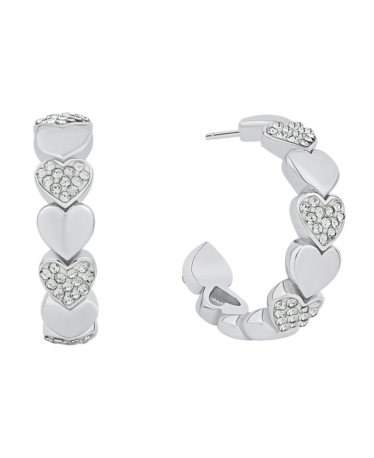 And Now This Crystal Heart C Hoop Earring In Silver