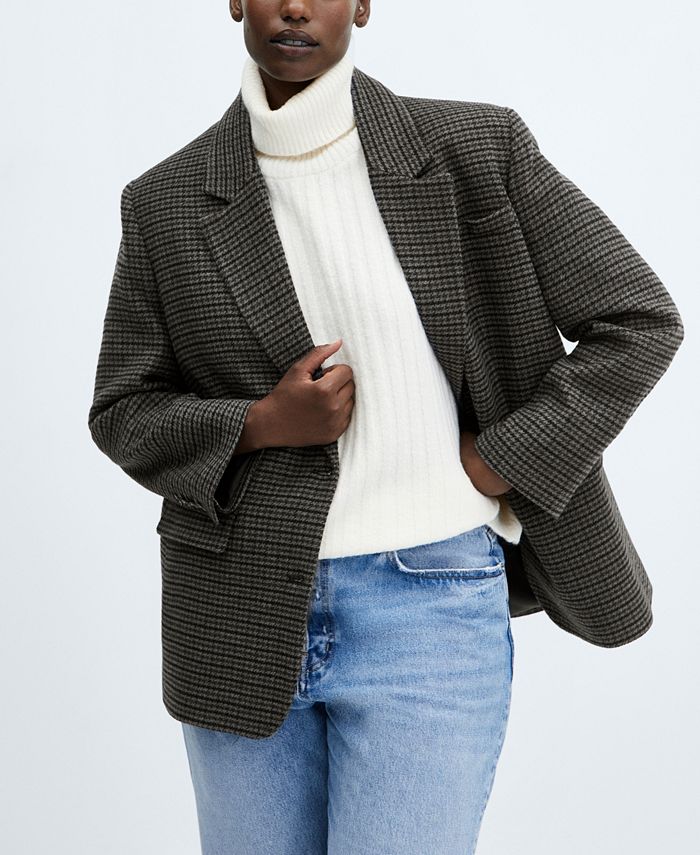 MANGO Women's Houndstooth Structured Blazer Macy's