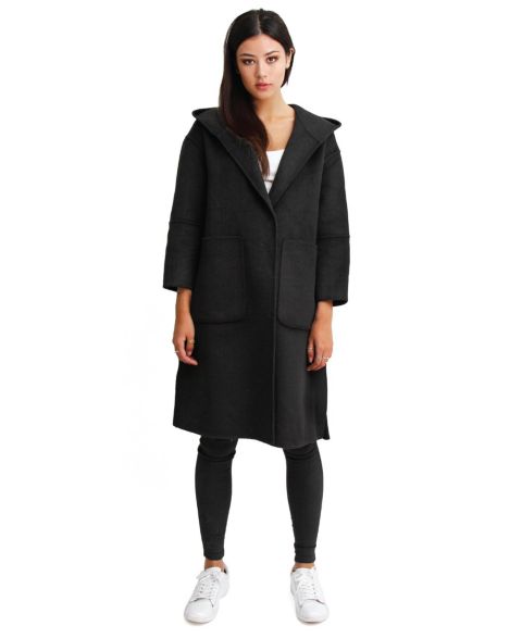 Женское пальто Belle & Bloom Women's Walk This Way Wool Blend Oversized Coat, цвет: Чёрный