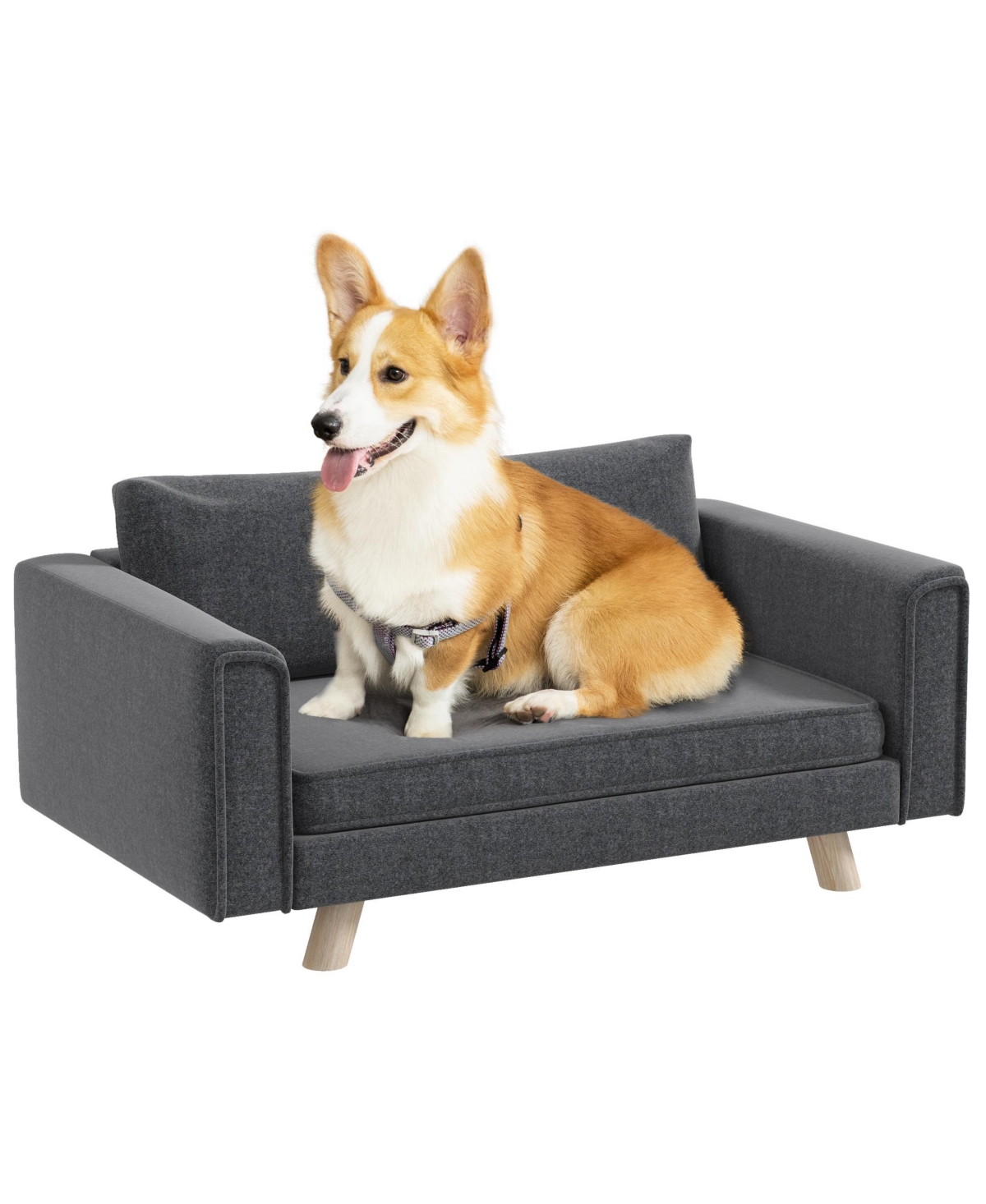 Raised Dog Sofa for Small and Medium Dogs, Elevated Pet Sofa, - Gray