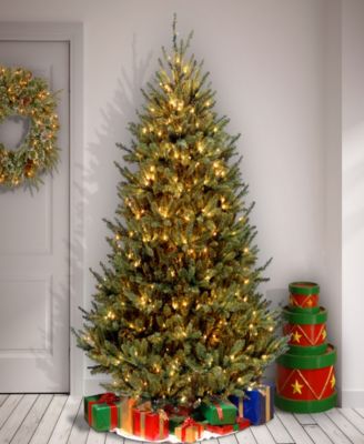 National Tree 7.5' Natural Fraser Medium Fir Hinged Tree with 750 Clear Lights