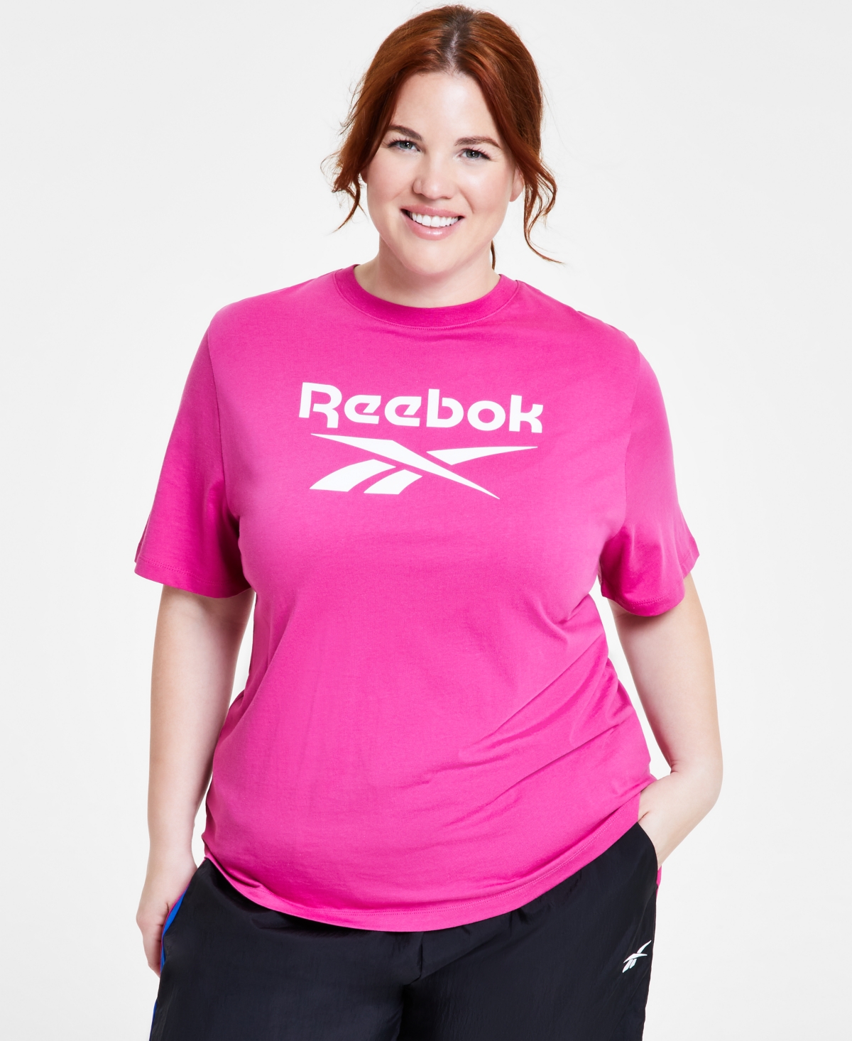 Reebok Plus Size Short Sleeve Logo Graphic T-shirt In Pale Blue