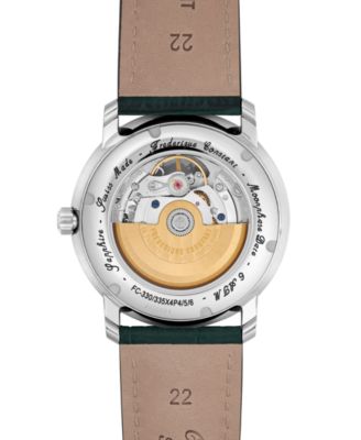 Men's Swiss Automatic Classics Heartbeat Moonphase Green Leather Strap Watch 40mm