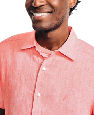 Men's Classic-Fit Solid Linen Short-Sleeve Shirt 