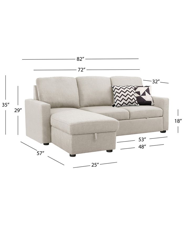 Abbyson Living Newton 82" Polyester Storage Sectional Sofa Bed Macy's