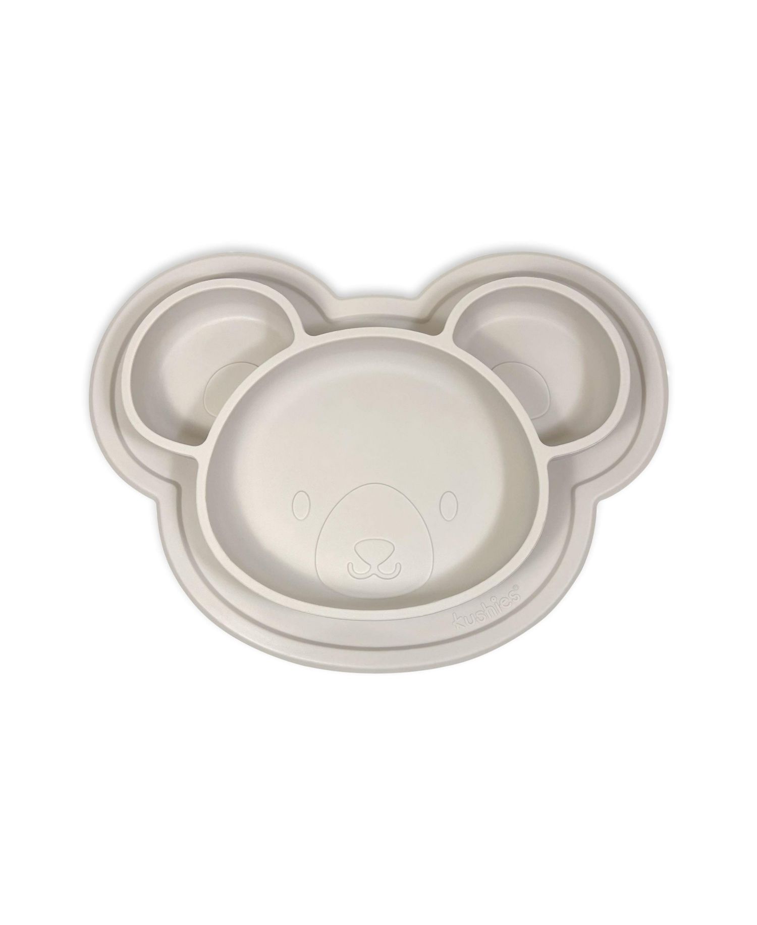 Toddler Silicone Divided Suction Plate, Unbreakable, Microwave Safe, Brown Bear