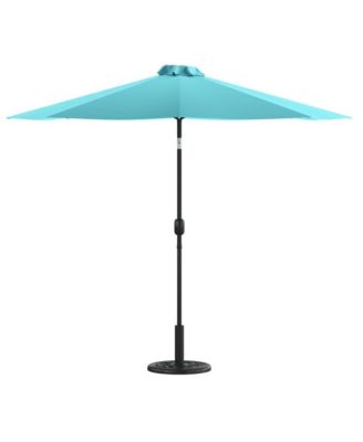 Bali 9' Polyester Patio Umbrella with Waterproof Cement Base and 1.5" Aluminum Pole, 30+ UV Protection