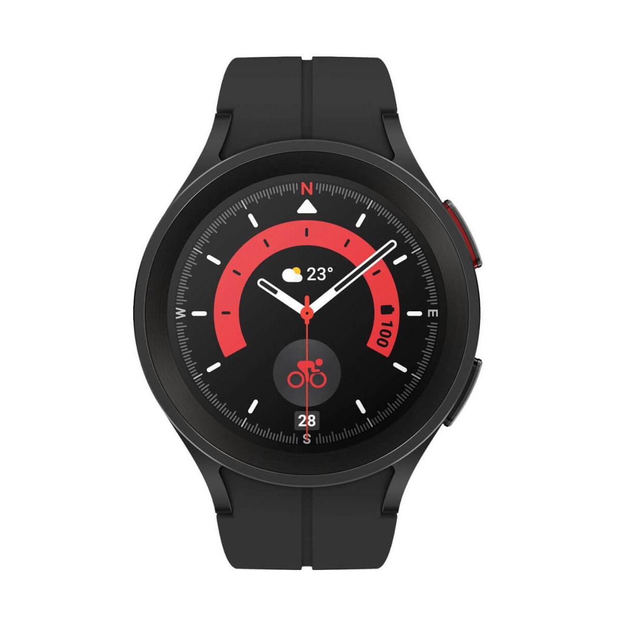 Galaxy Watch5 Pro Unisex Smartwatch - 45mm - Silicone Black Strap - Black