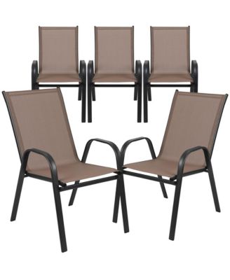 5 Pack. Outdoor Stack Chair With Flex Comfort Material And Metal Frame