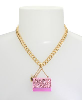 Betsey Johnson Faux Stone Going All Out Purse Pendant Necklace - Macy's