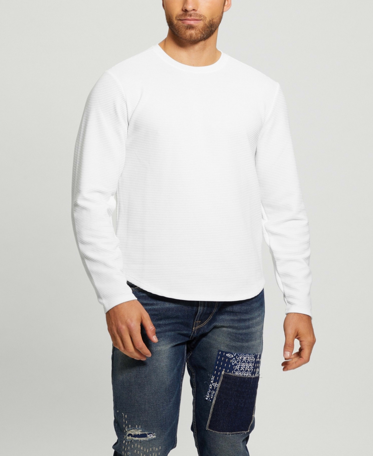 Guess Men's Textured Long-Sleeve T-shirt