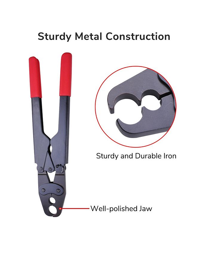 1/2" 3/4" PEX Pipe Crimper Copper Crimp Ring Clamps Cinch Tool