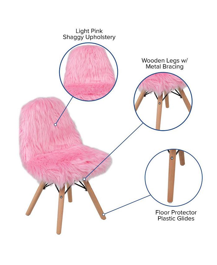EMMA+OLIVER 4 Pack Kids Shaggy Dog Accent Chair Desk Chair Playroom