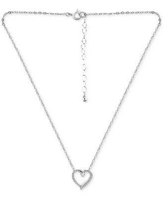 Cubic Zirconia Open Heart Pendant Necklace in Sterling Silver, 16" + 2" extender, Created for Macy's