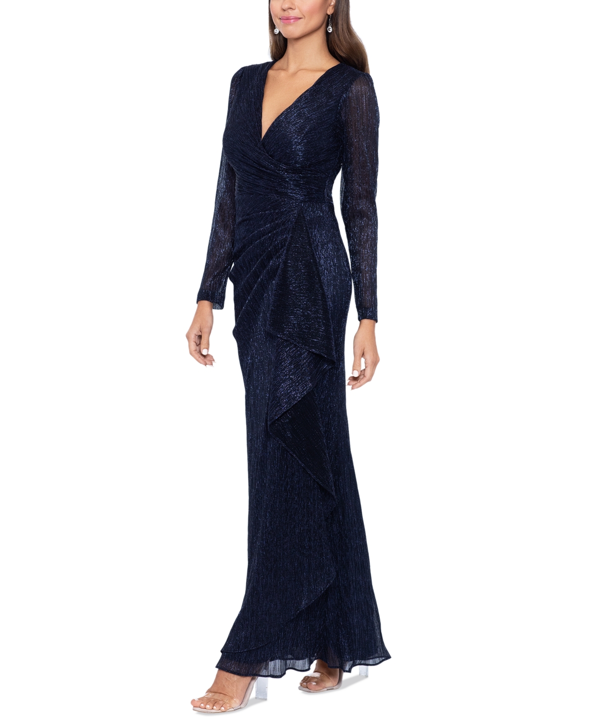 Betsy and adam sequined chiffon gown hot sale