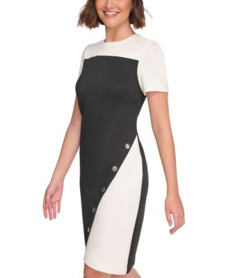Women's Color-Blocked Asymmetric Scuba Dress