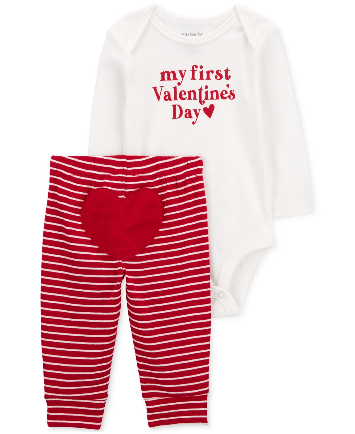 Carter's Baby My First Valentine's Day Cotton Bodysuit And Pants, 2 Piece Set In Red