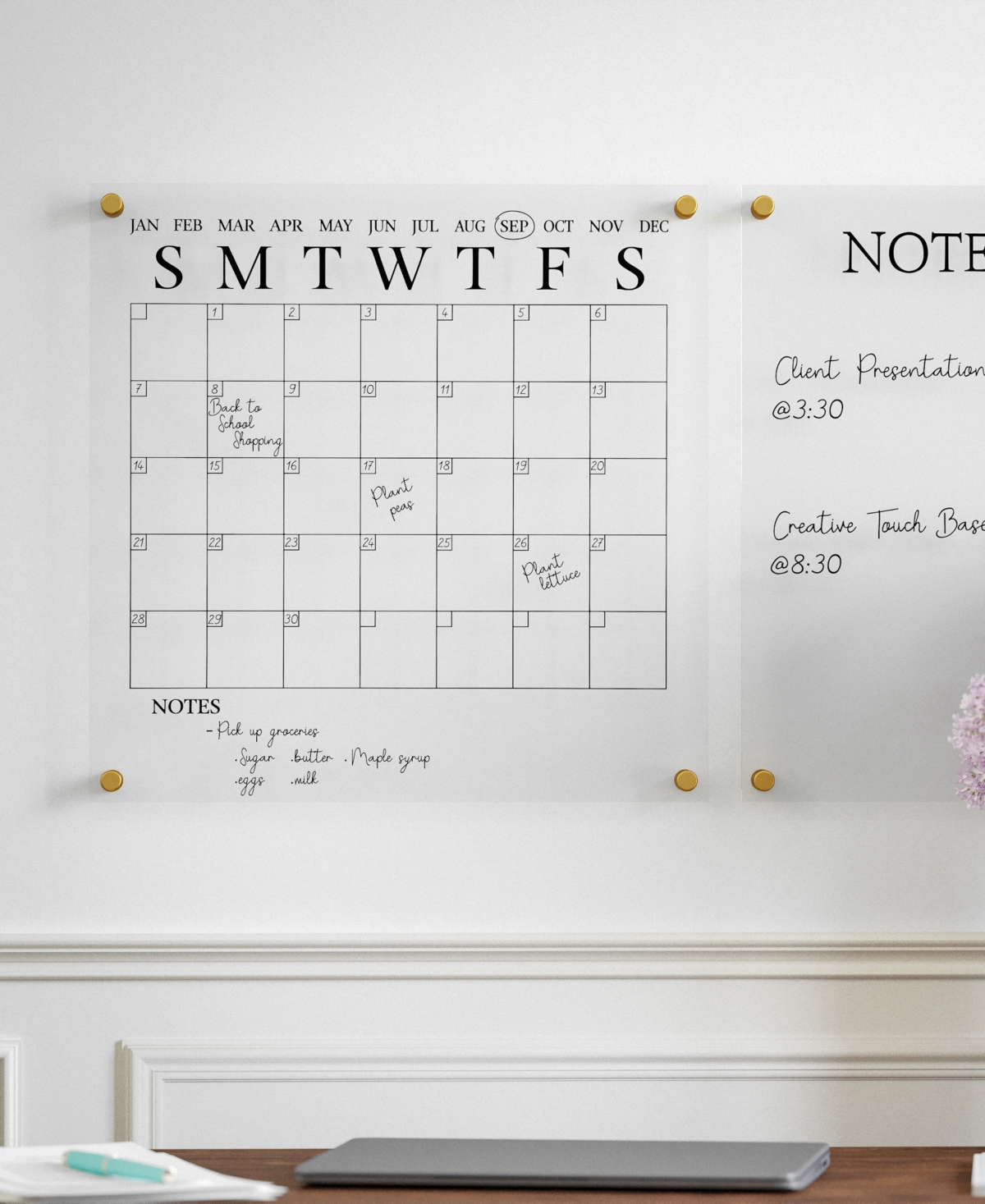Shop Martha Stewart Grayson Acrylic Wall Calendar And Notes Board Set With Dry Erase Marker And Mounting Hardware In Clear,black