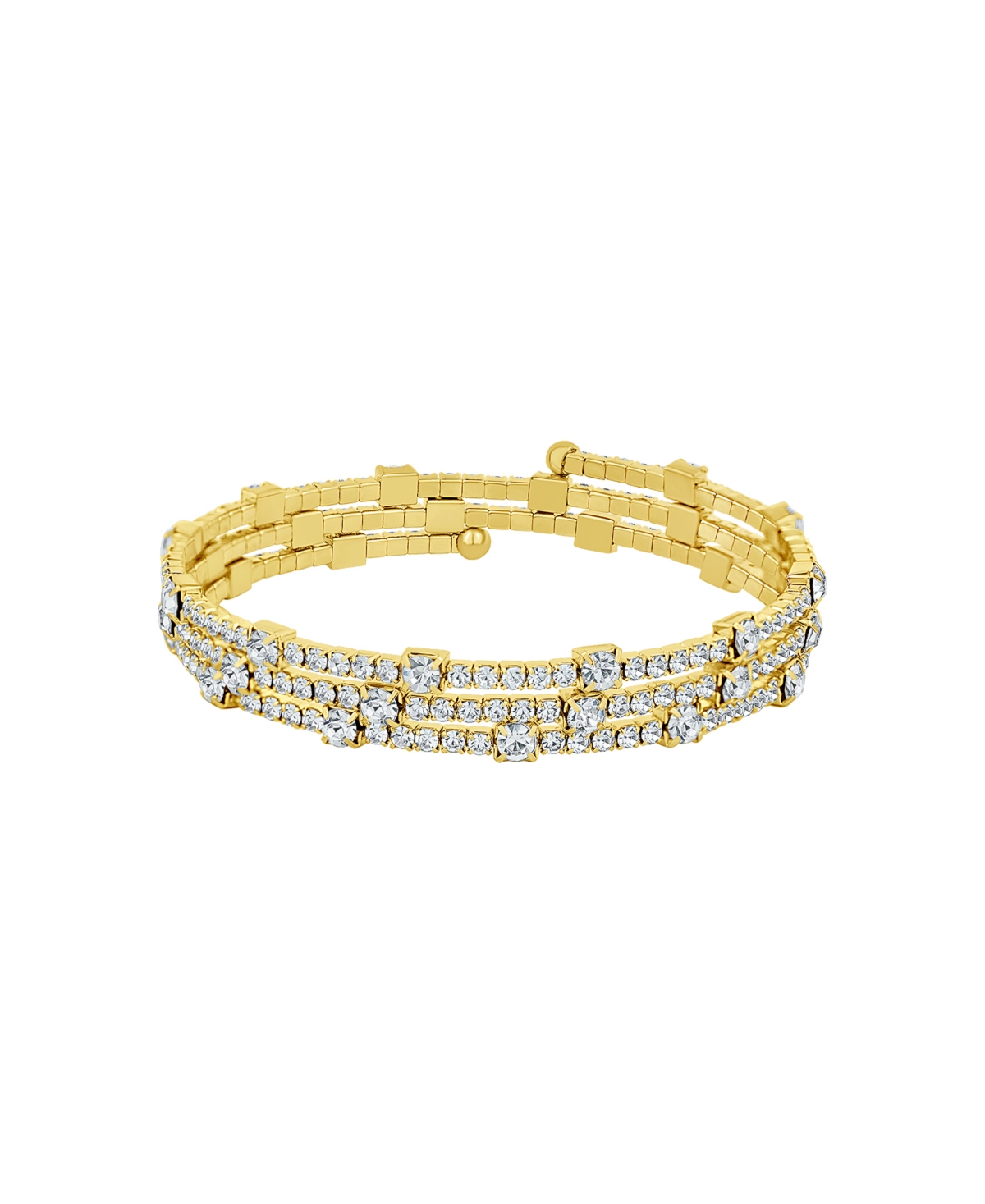 Silver-Plated or 18K Gold-Plated Crystal Coil Bracelet - Silver