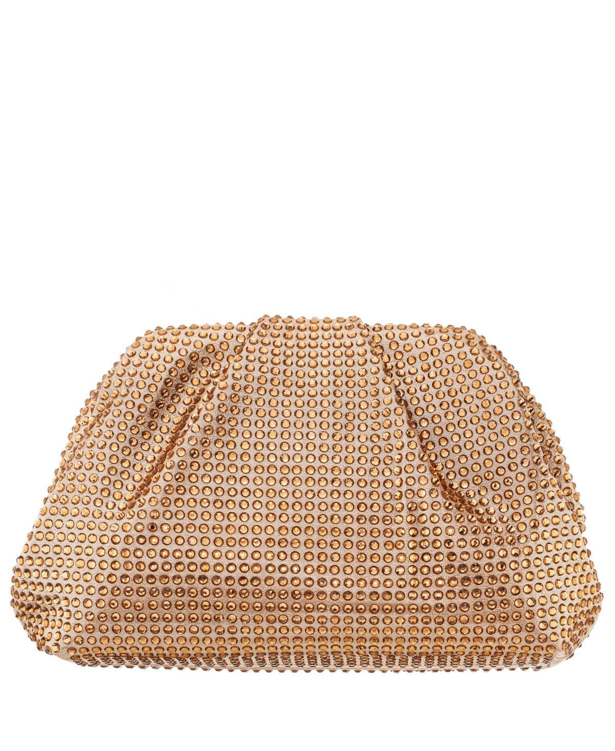 Nina Crystal Encrusted Frame Clutch In Taupe