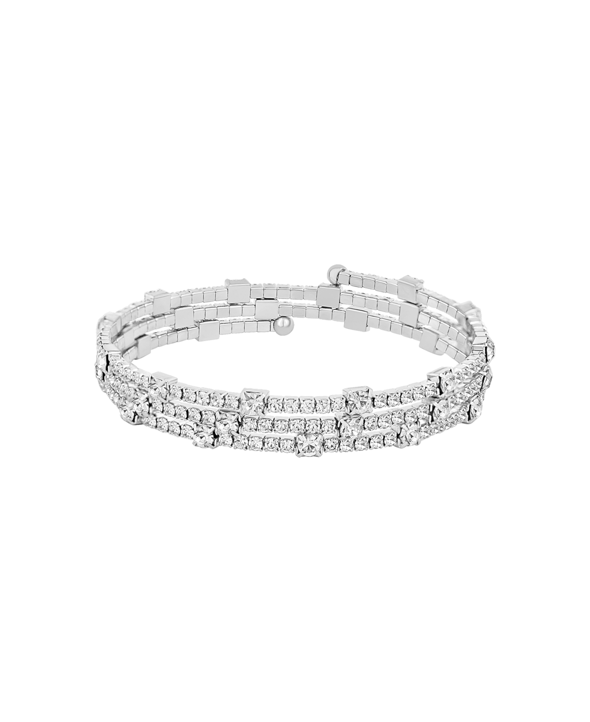 Silver-Plated or 18K Gold-Plated Crystal Coil Bracelet - Silver