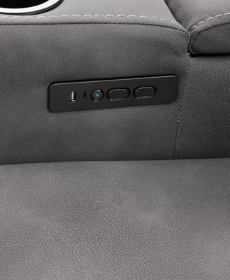 Greymel 74" Zero Gravity Fabric Loveseat with Console and Power Headrests, Created for Macy's