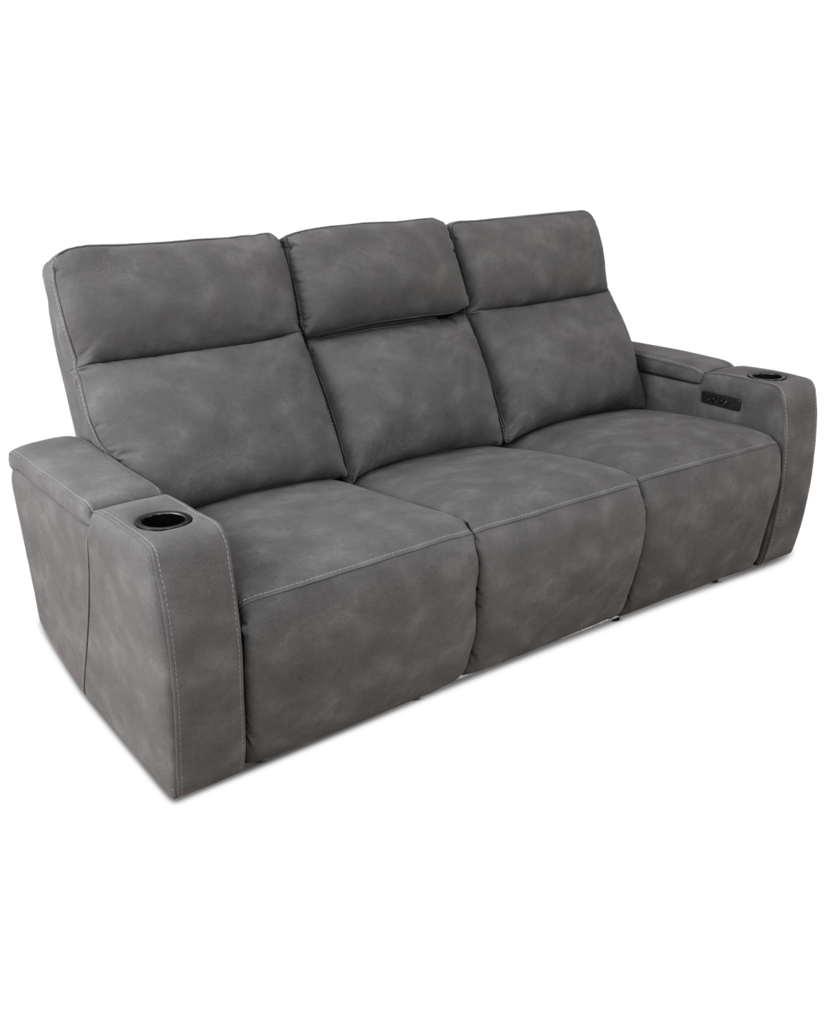 Macy's Greymel 84" Zero Gravity Fabric Sofa With Power Headrests, Created For  In Charcoal