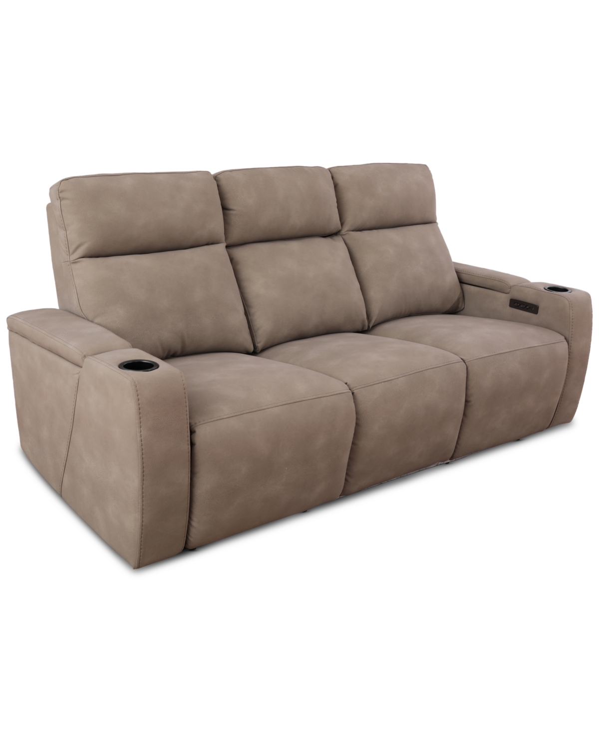 Macy's Greymel 84" Zero Gravity Fabric Sofa With Power Headrests, Created For  In Taupe