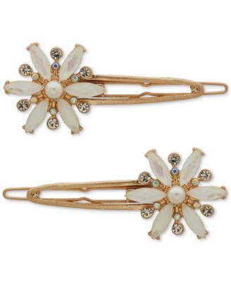 lonna & lilly - Gold-Tone 2-Pc. Set White Flower Barrettes