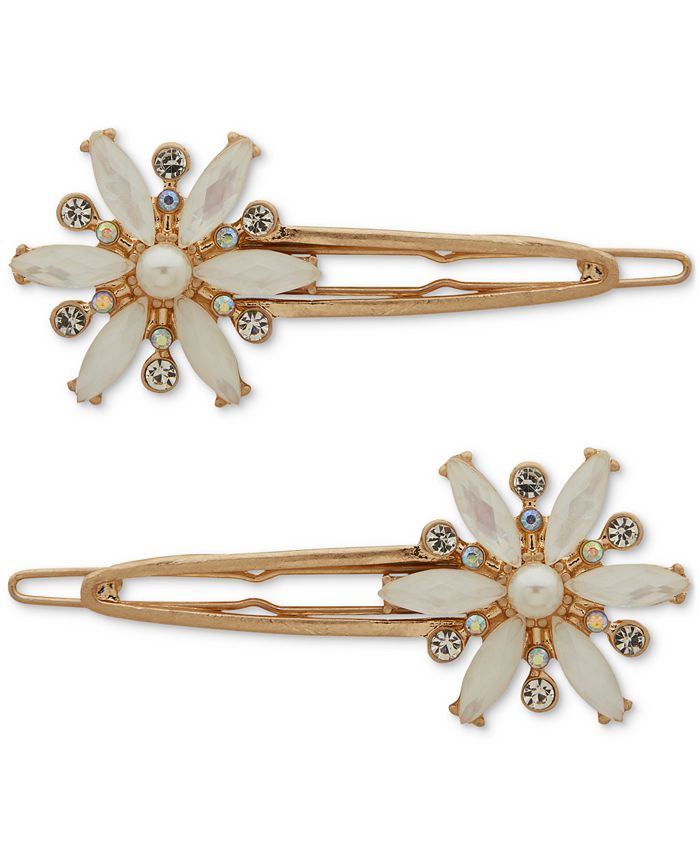 lonna & lilly Gold-Tone 2-Pc. Set White Flower Barrettes - Macy's