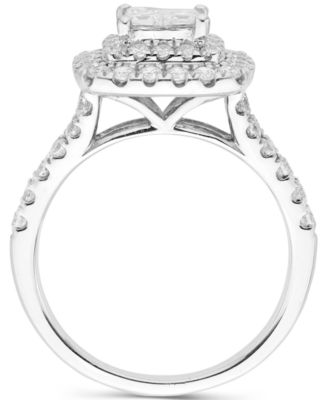 Diamond Princess Cluster Halo Ring (1-1/2 ct. t.w.) in 14k White Gold