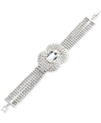 Givenchy - Silver-Tone Crystal Multi-Row Statement Flex Bracelet