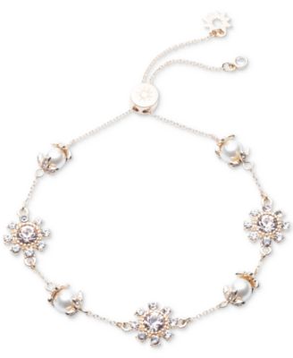 Marchesa - Gold-Tone Crystal & Imitation Pearl Slider Bracelet