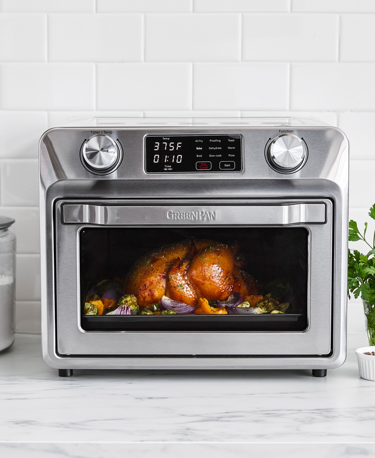 Greenpan Bistro Multifunction 9-in-1 Air Fryer Countertop Oven In Stainless Steel