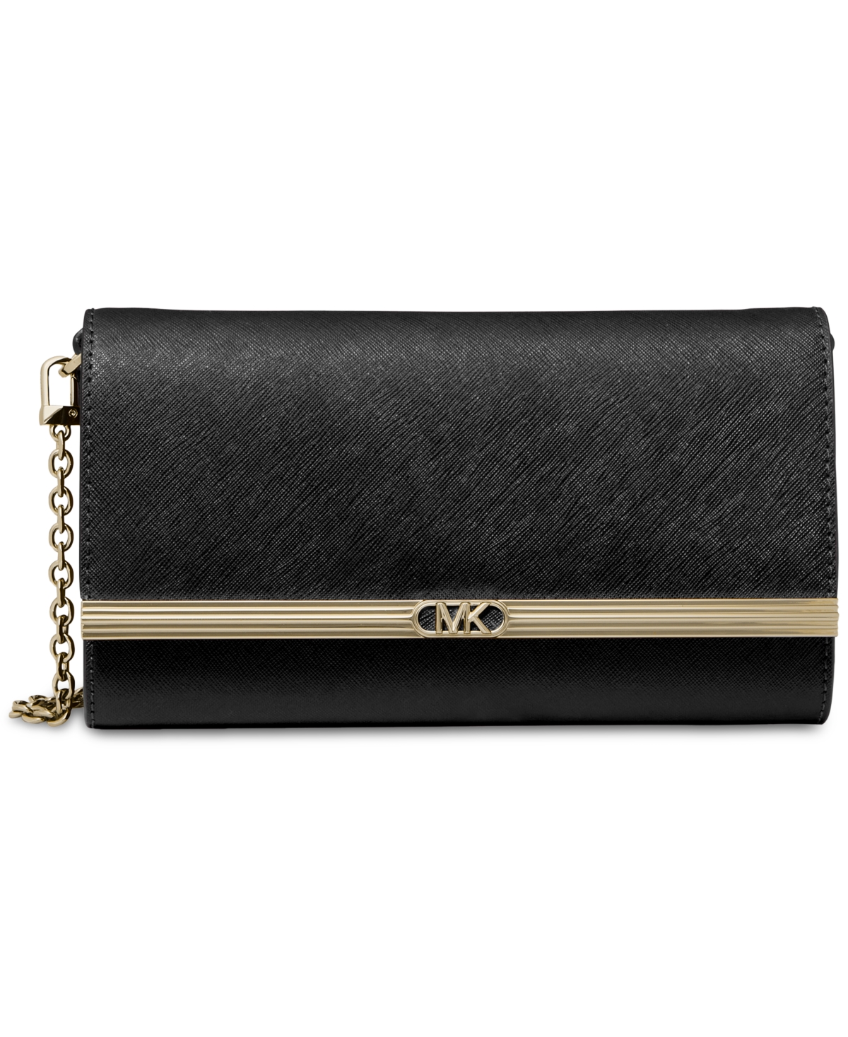 Michael Kors Michael  East West Large Leather Clutch In Black