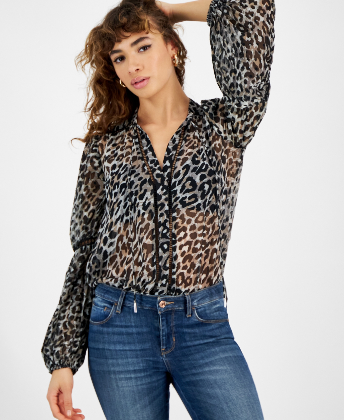 Guess Women's Josette Animal-print Blouse In Leo Golden Touch