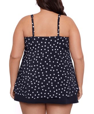 Shop Swim Solutions Plus Size Dotted Princess Seam Hi Lo Tankini Swim Skirt Created For Macys In Rain Of Dots