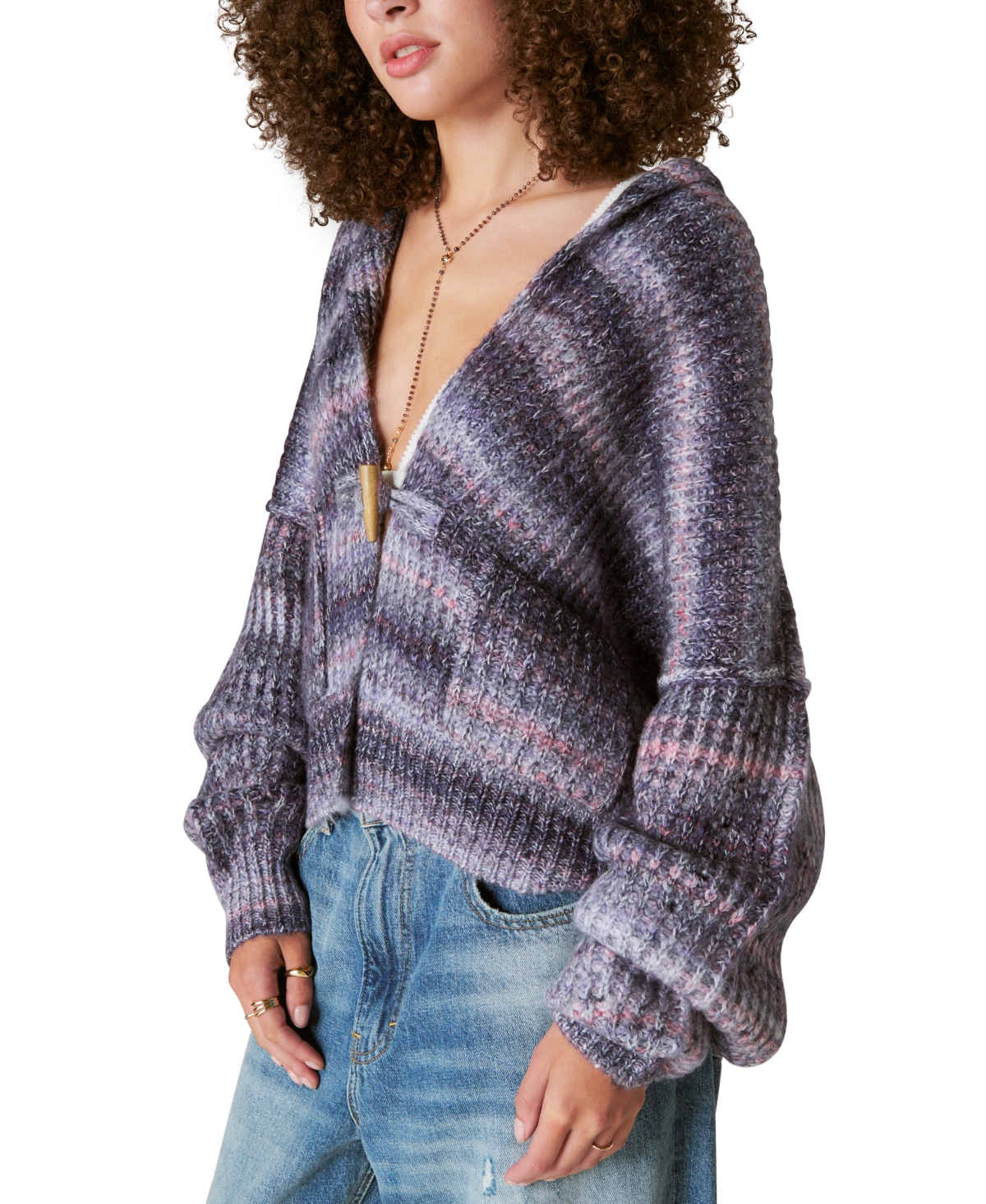 Shop Lucky Brand Women's Striped Toggle-front Cardigan In Berry Conserve Multi