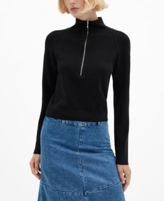 MANGO Women's Zip Neck Jumper - Macy's