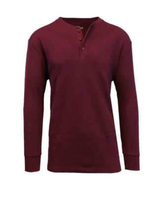 Men's Oversized Waffle-Knit Thermal Henley Shirt
