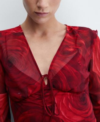 MANGO Women's Floral Chiffon Dress